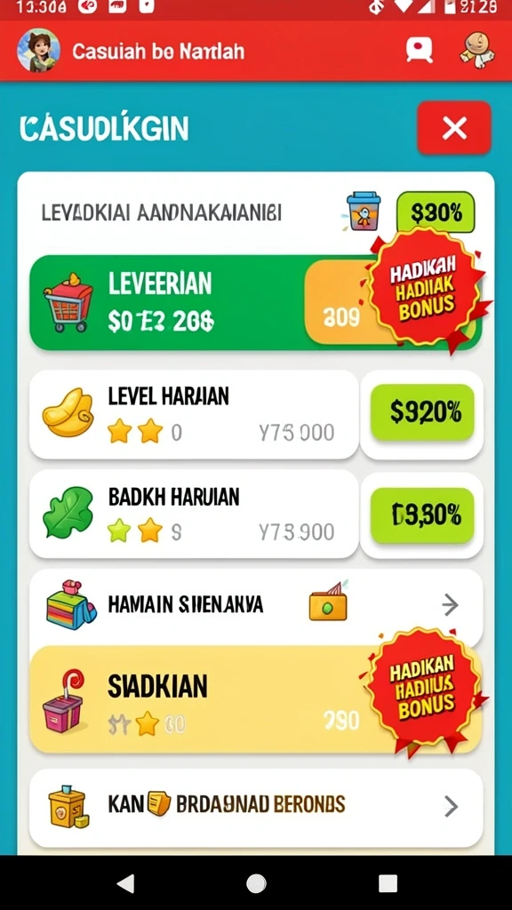 Tampilan awal permainan yang menarik dan informatif.
