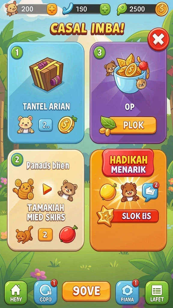 Berbagai tantangan menarik di setiap level.