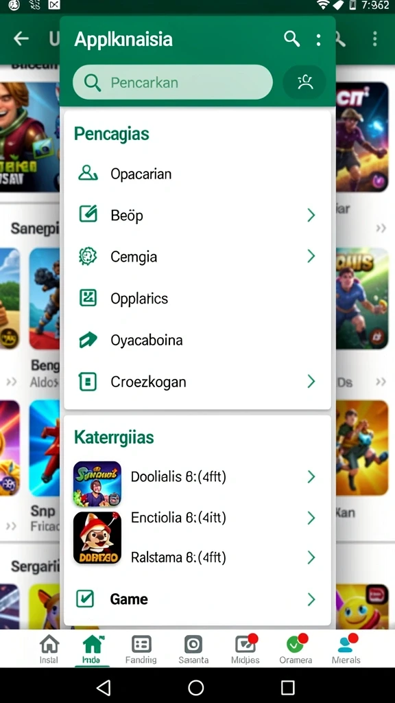 Tampilan menu utama V98 yang menarik.